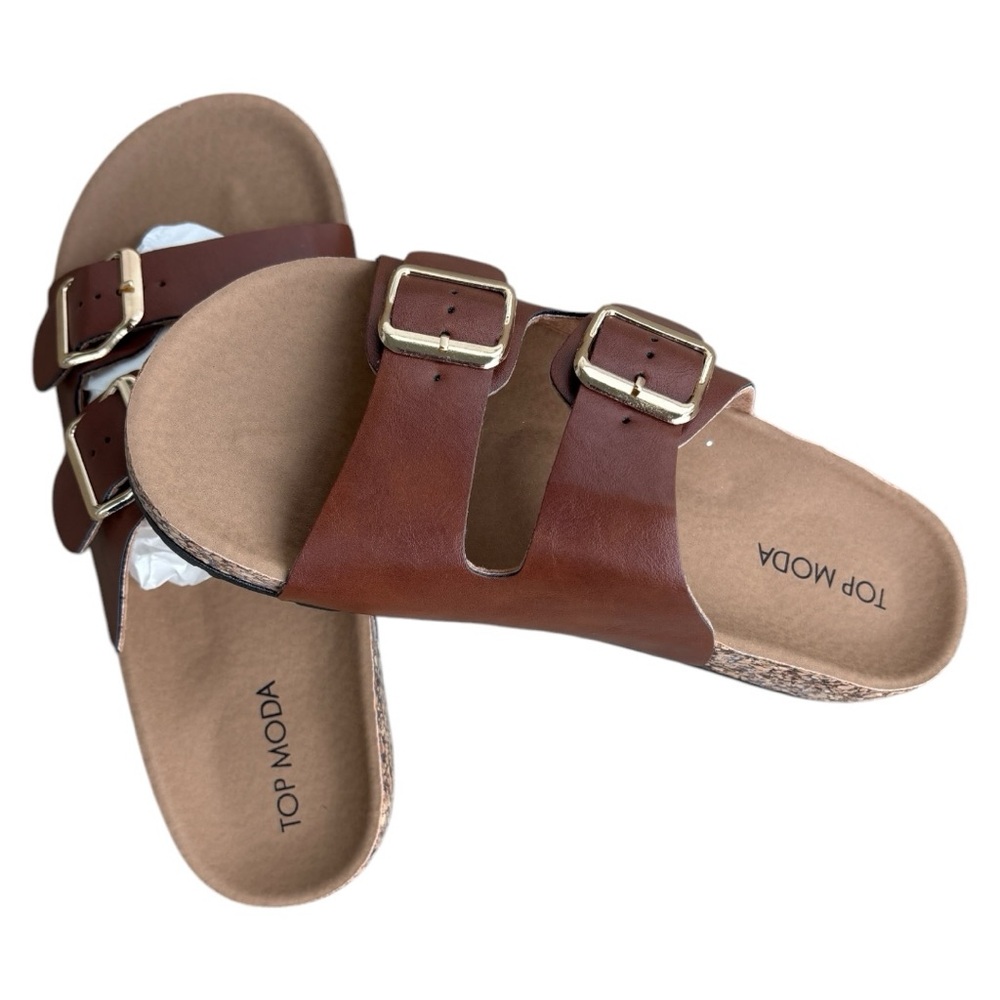 Women’s Size 6 Brown Double Buckle Sandals - Picture 2 of 5